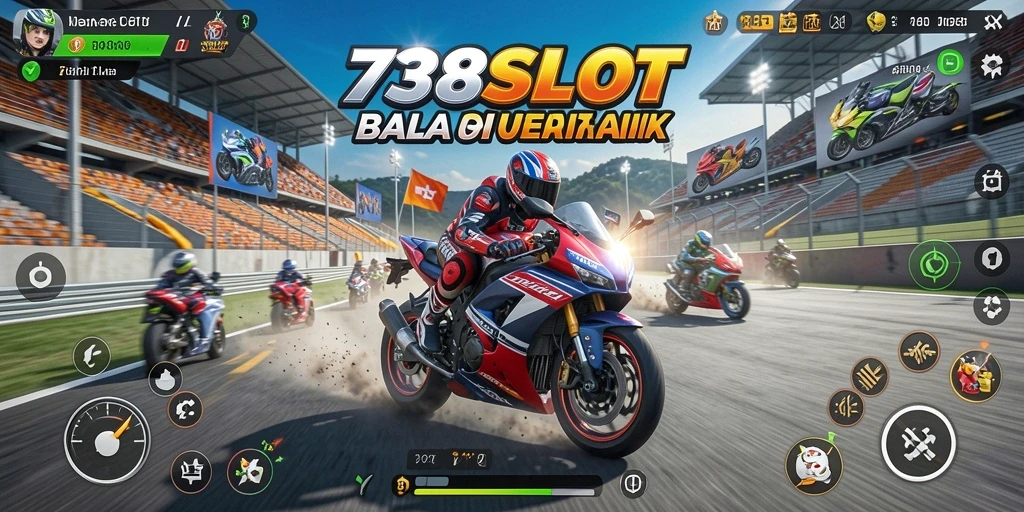 Pemandangan aksi balap motor yang mendebarkan di 738SLOT.