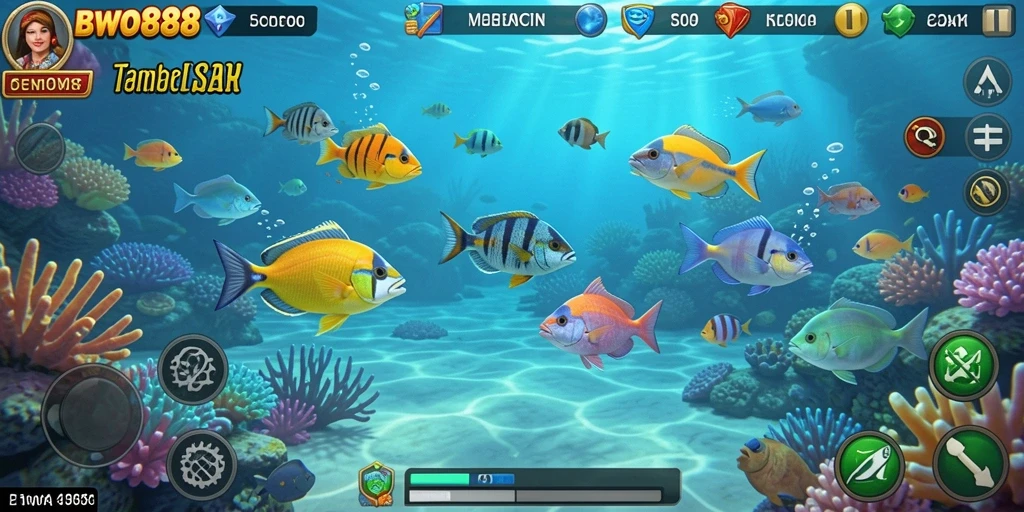 Tampilan menarik dari gameplay BWO888 dengan aksi tembak ikan yang seru.